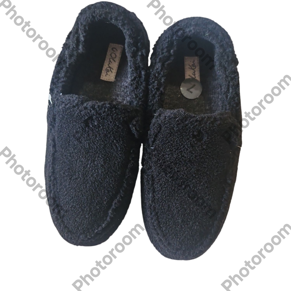 OLUKAI Nohea Heu Woman Soft Sherpa Fleece Drop-in Heel  Slippers 7W